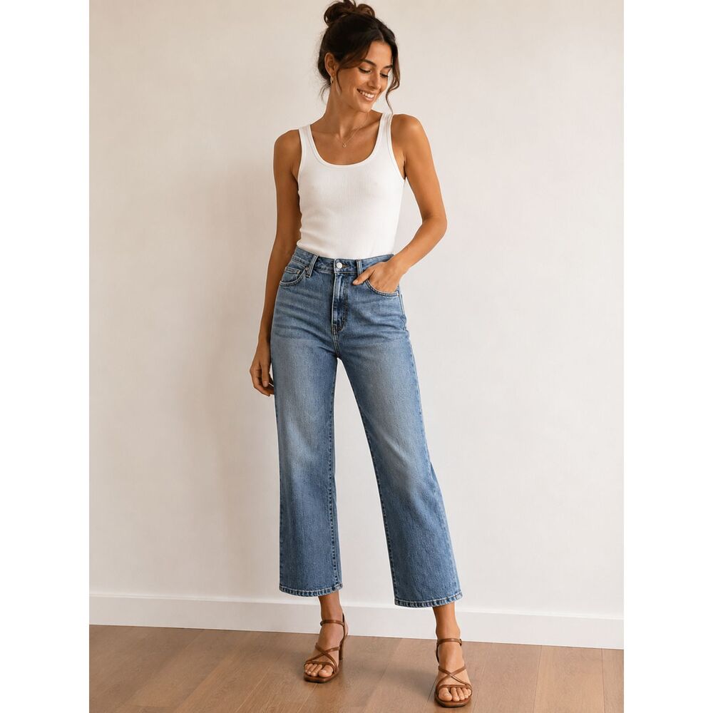 Quince Bella Organic Cotton Stretch Wide Leg Jeans Womens Size 29